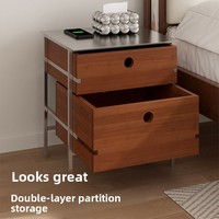 Commode en bois massif et acier inoxydable de style Bauhaus nordique, meuble de rangement grande capacité pour salon et chambre, table d'appoint de canapé