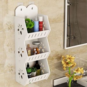 Étagère murale de rangement pour salle de bain Hui Shijia, 3 niveaux, sans perçage, étagères multi-niveaux pour les zones de toilettes, de douche et d'évier - Product Image 2
