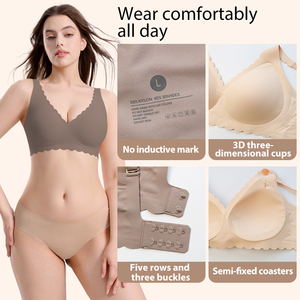 Sujetador sin costuras al por mayor, copa 95E, para senos <span class=keywords><strong>grandes</strong></span> que parecen más pequeños, inalámbrico, <span class=keywords><strong>de</strong></span> cobertura total, para mujer, talla grande, sujetador deportivo con banda ancha - Product Image 6