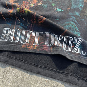 เสื้อยืดสตรีทแวร์วินเทจประดับเพชร ลายพิมพ์กราฟิกขนาดใหญ่ สไตล์ดิสเทรส คุณภาพสูง ซักย้อมสีแบบแอซิดวอช สำหรับผู้ชาย - Product Image 5