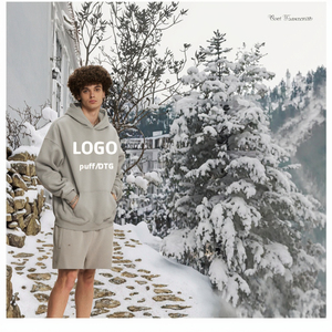 Của nam giới tùy chỉnh 350GSM Fleece Áo Thun tracksuits quá khổ HOODIE THÊU cho Puff in lót hai mảnh Sweatpants thiết lập cho - Product Image 2