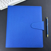 Agenda personnel A4, classeur à 3 anneaux dorés, en cuir PU lin, fermeture magnétique, carnet personnalisé, couverture rigide, agenda avec porte-stylo