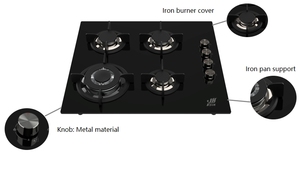 Table de cuisson à gaz 4 brûleurs en verre, durable, économe en énergie, design étanche, garantie 1 an pour camping-car et usage domestique - Product Image 5