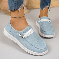Chaussures décontractées en toile pour femmes, mocassins à enfiler, semelle plate, décor en dentelle, chaussures de marche confortables, multicolores