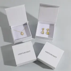 PUPPYSEW 9*9*3.5cm White Luxury Flip Magnetic Jewelry box Cardboard Bracelet Ring Earring Necklace Jewelry Box With logo