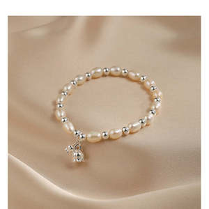 Bracelet en perles de perles naturelles WENCHI pour femmes, en argent sterling 925, blanc, élégant, bijoux pour petite amie - Product Image 1