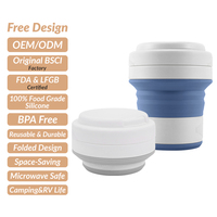 Produits de camping et de randonnée, conception personnalisée gratuite, gobelet pliable en silicone durable 450/500 ml, tasse de voyage pliable en silicone, tasses à café réutilisables pour les voyages avec couvercle, mugs en silicone