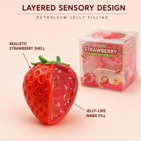 Jouet Squishy Fraise Rempli de Vaseline, Peau Extérieure en TPR, Jouet Anti-Stress à Presser, Simulation Fruit, Sensible, Sans Rebond