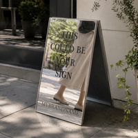 Panneau publicitaire extérieur double face en forme de A, miroir argenté, pour trottoir