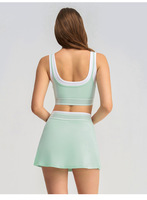 Nouveau Style respirant femmes deux pièces jupe de Tennis avec débardeur Sports de plein air Fitness porter Yoga Tennis ensemble