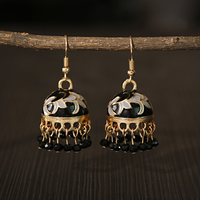 Boucle D'oreille style ethnique turque avec perles colorées pour femmes, bijoux féminins Vintage, en or, petite cloche, style indien
