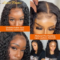 Perruque Courte Bob Cheveux Humains Vierges Indiens Frisés Crépu, Perruques Bob Cheveux Humains Double Drawn, Perruques Lace Frontale Full HD pour Femmes Noires