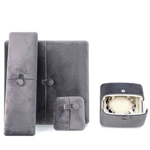 Grey Premium Velvet Jewelry Box Custom Velvet Necklace Box Luxury Ring Box Velvet Jewelry Packaging
