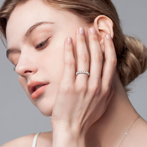 S925 실버 7스톤 모이사나이트 반지 여성 웨딩 약혼 반지 - Product Image 5