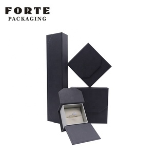 FORTE Flip-top Magnetic Suction Leatherette Paper Jewelry Packaging <b>Black</b> Ring <b>Box</b> Leather Jewelry Gift <b>Box</b> - Product Image 4