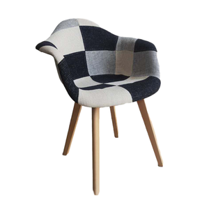 Chaise de salle à manger nordique en bois, tissu coloré, design <span class=keywords><strong>patchwork</strong></span>, à dossier haut, pour salon et café - Product Image 6