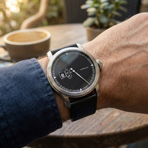 Luxury <b>Men</b> <b>Mechanical</b> Automatic Jumping Hour <b>Watch</b> black lacquered dial 904L stainless steel case Leather Wristwatch Logo Custom - Product Image 1