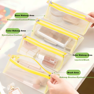 4 kits de trousse de maquillage portable à suspendre et à enrouler / Organisateur de voyage pour femmes avec sacs de rangement amovibles - Product Image 4