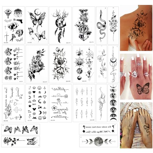22 fogli di 110 tatuaggi di piante e animali