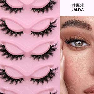 5 paires de <span class=keywords><strong>faux</strong></span> <span class=keywords><strong>cils</strong></span> individuels en fourrure naturelle épaisse et bouclée, série œil de chat, fabriqués à la machine, faciles à éventailer, doux et naturels - Product Image 2