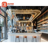 Système de présentoir de comptoir pour café, fournisseur ODM, multi-niveaux, en plexiglas, éclairage LED, écologique, durable, pour la vente au détail