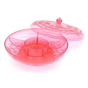 Candy <b>Box</b> <b>Round</b> Plastic 1-3L Dustproof Rotating With Compartment For Wedding Home Use Eco-Friendly Pink Red Yellow Gray - Product Image 5