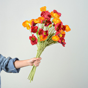 Flores Artificiales de Amapola, Mezcla de Rojo y Blanco, Flores de Seda para Decoración de Bodas, Celebraciones Festivas, Realistas - Product Image 3