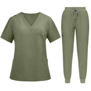 Tenue médicale élégante : Haut et pantalon extensibles, nouveau design tendance pour infirmières, esthéticiennes, et personnel de salon de toilettage. - Product Image 5