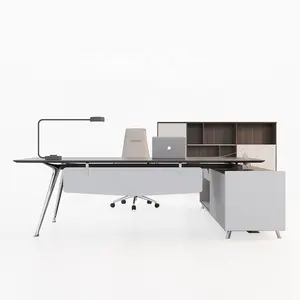 Layout de móveis Jieao F90 escritório CEO chefe mesa de escritório executivo em forma de L com cadeira estante um conjunto