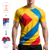Kaos Kru Poliester Cepat Kering Cetak Sublimasi Balap Iklan Perusahaan Olahraga Lari Gym Kaos Olahraga