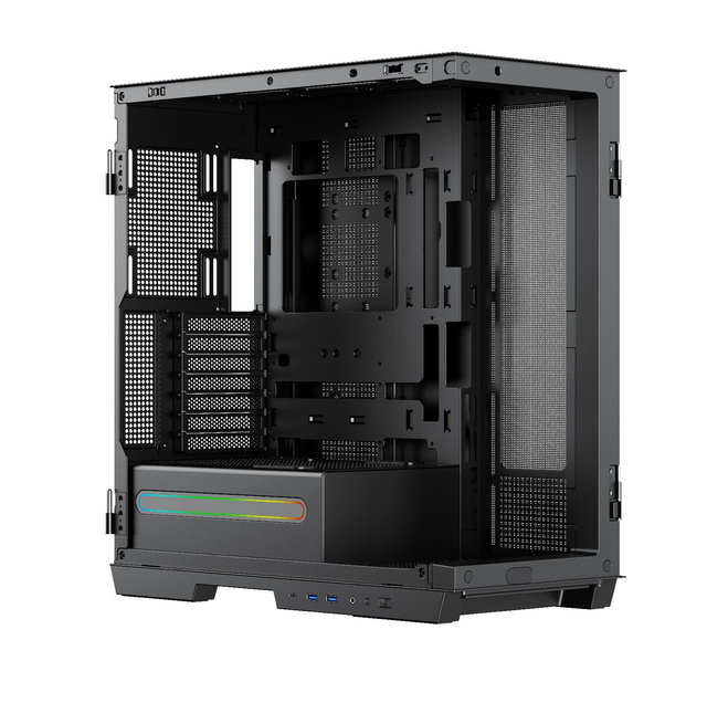 Higher Performance Horizontal & Vertical GPU Mounted Quick Release 2-piece Panoramic Tempered Glass Design Computer Pc case