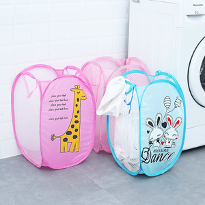 Collapsible Laundry Basket Cartoon Mesh Foldable Clothes Storage Organizer For Kids And Home Use - Product Image 1