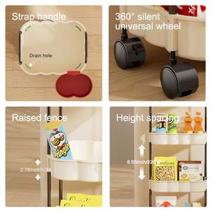 UFORU Estante de Almacenamiento de Plástico, Organizador de Cocina, Estante de Almacenamiento para Dormitorio, Estante de Baño con Ruedas - Product Image 3