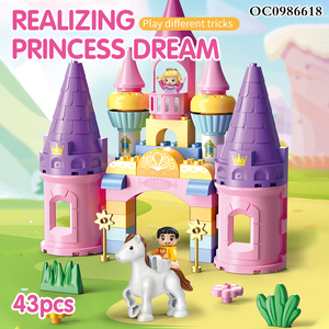 Gran construcción princesa Castillo Mágico bloques de construcción chico niños Juego juguetes educativos con caballo y muñecas - Product Image 2