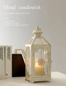 Embossed Style Small Metal <strong>Lantern</strong> Decoration Iron Wood Brass <strong>Candle</strong> Holders &amp; Tealight Jars - Product Image 6