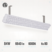 Éclairage LED linéaire pour sports en salle 84W 3320lm 6000K CRI80, double couche anti-éblouissement, sans scintillement, luminaire pour terrain de badminton