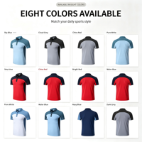 T-shirt léger pour homme en maille, sportif, uni, à séchage rapide, à manches courtes et col montant, respirant, pour le fitness, la course et le tennis