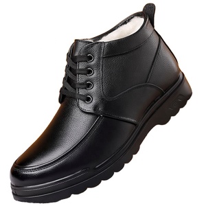 Men Winter Ankle Boots Genuine Leather Round Toe Warm Fleece Lining Rubber Outsole Casual Shoes - Product Image 1