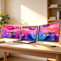 Moniteur portable OEM 15,3 pouces, écran d'extension pour ordinateur portable, compatible avec les ordinateurs portables de 12 à 17 pouces, FHD, pour le commerce.