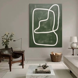 Lienzo Artístico Grande para Decoración de Pared, Arte Minimalista Verde de Lujo, Pintura Hecha a Mano para Decoración del Hogar - Product Image 1
