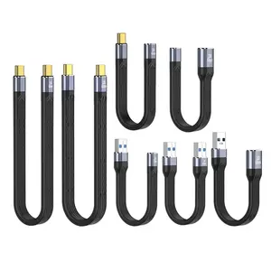 短USB C至USB C电缆 [13厘米/22厘米] 100W显示器USB 10/20Gbps C型充电线，用于3电子标记芯片