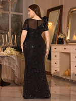 Nouvelle robe de soirée élégante pour femmes, style sirène, à manches courtes, avec volants et dentelle, pour occasions formelles