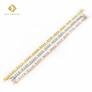 Baguette-pulsera de cadena de tenis chapada en oro, moissanita, pulsera de plata de ley 925