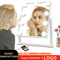 Magnifying LED Makeup Mirror with Adjustable Brightness for Bedroom Use