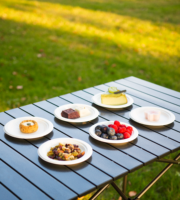 Assiettes rondes jetables en bagasse de canne à sucre de 8 pouces, robustes et écologiques, pour le camping et les mariages