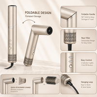 Kit Coiffant 8-en-1 Haute Vitesse avec Brosse Soufflante Pliable, Fer à Boucler Automatique, Sèche-Cheveux Ionique 110 000 tr/min