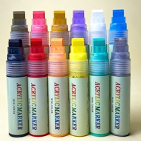 Marcador de Pintura Acrílica a Base de Agua con Punta Plana de 15 mm, Permanente, 3 Anchos de Trazo en un Solo Marcador, Multisuperficie, para Manualidades, Graffiti, Madera