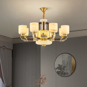 Chinese Style All Copper Chandelier Multi Head Led <b>Light</b> Round Shape For Living Room Dining Room Study Home <b>Lighting</b> - Product Image 3