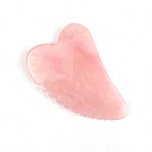 กัวซาโรสควอตซ์ธรรมชาติ 100% รูปหัวใจขนาดใหญ่ สำหรับนวดหน้าและผิวกาย คริสตัลกัวซาขูดผิวพร้อมร่อง - Product Image 2