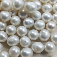 Perles d'eau douce DIY, grandes, blanches, 8 mm, trou traversant, rondes, qualité A, accessoires en vrac